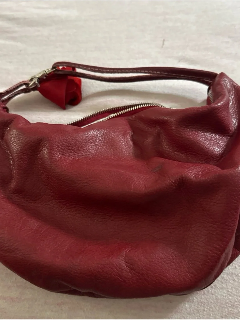 Red Leather Hobo Bag - Stylish Everyday Shoulder Bag